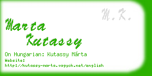 marta kutassy business card
