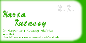 marta kutassy business card